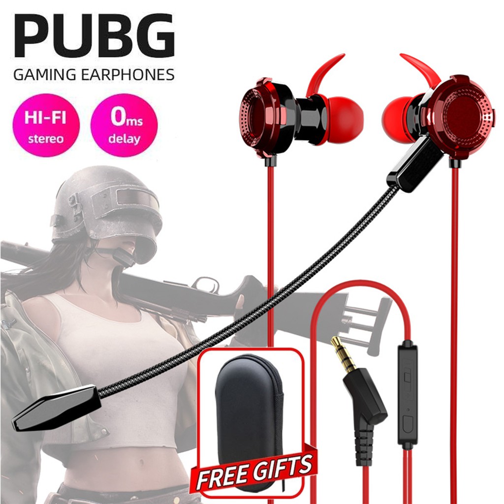 MALAYSIA STOCK V18 PUBG Gaming Gaming Earphones Wired Earbuds Noise