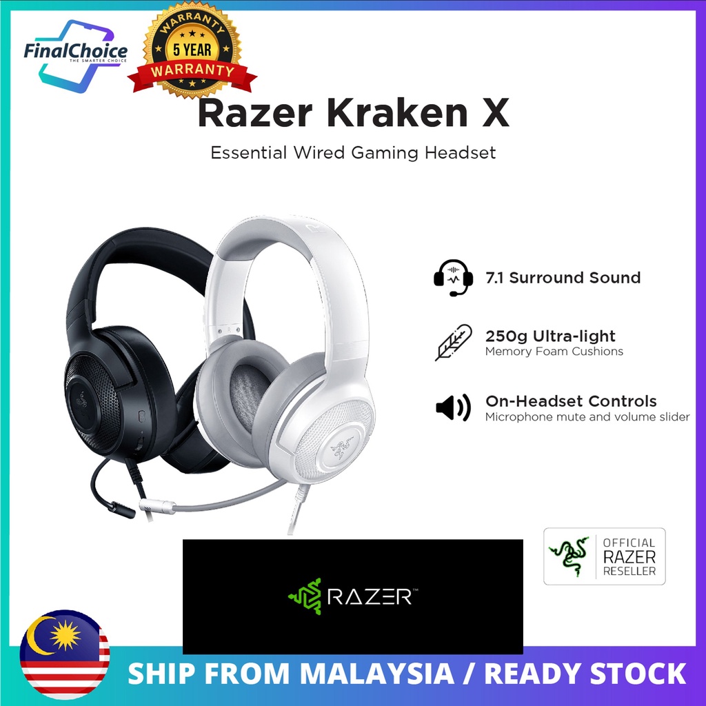 Razer Kraken X Ultralight Gaming Headset 7.1 Surround Sound