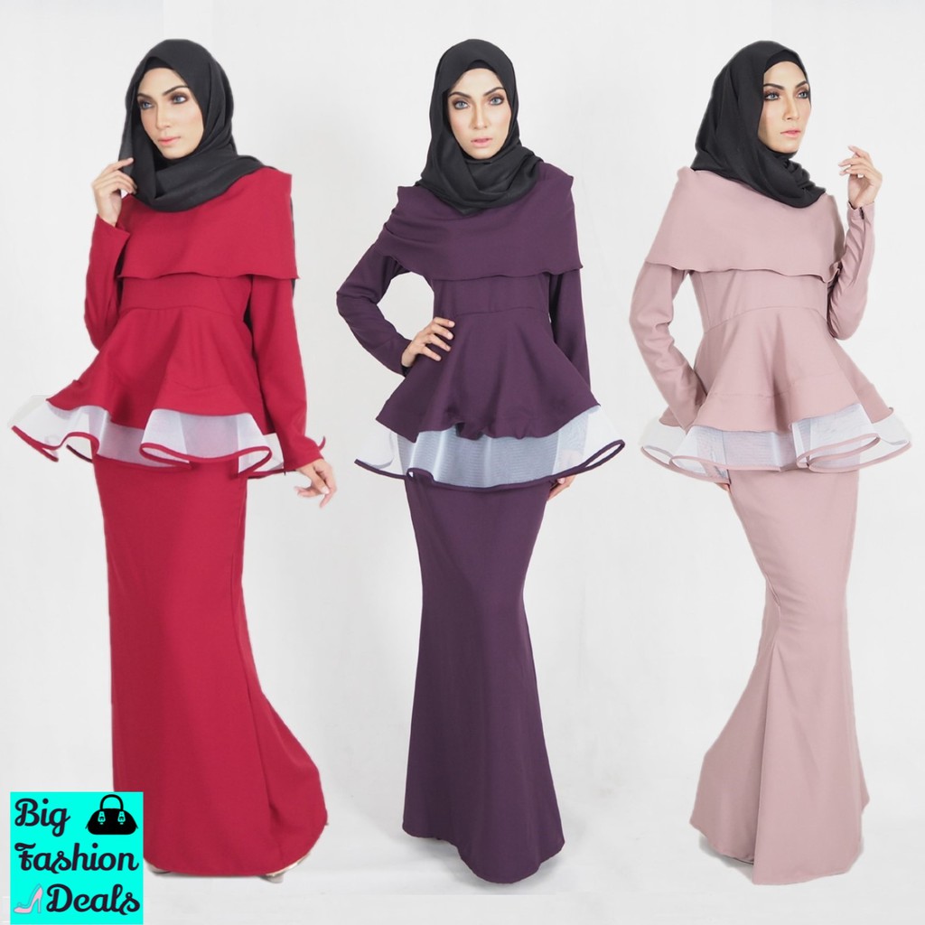  XXS 10XL Baju  Kurung Muslimah Women Peplum Baju  Kurung 