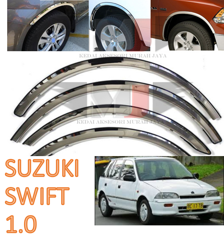 SUZUKI SWIFT 1.0 Fender Arch Trim Stainless Steel Chrome Garnish With Rubber Lining ender Arch Trim Stainless Steel