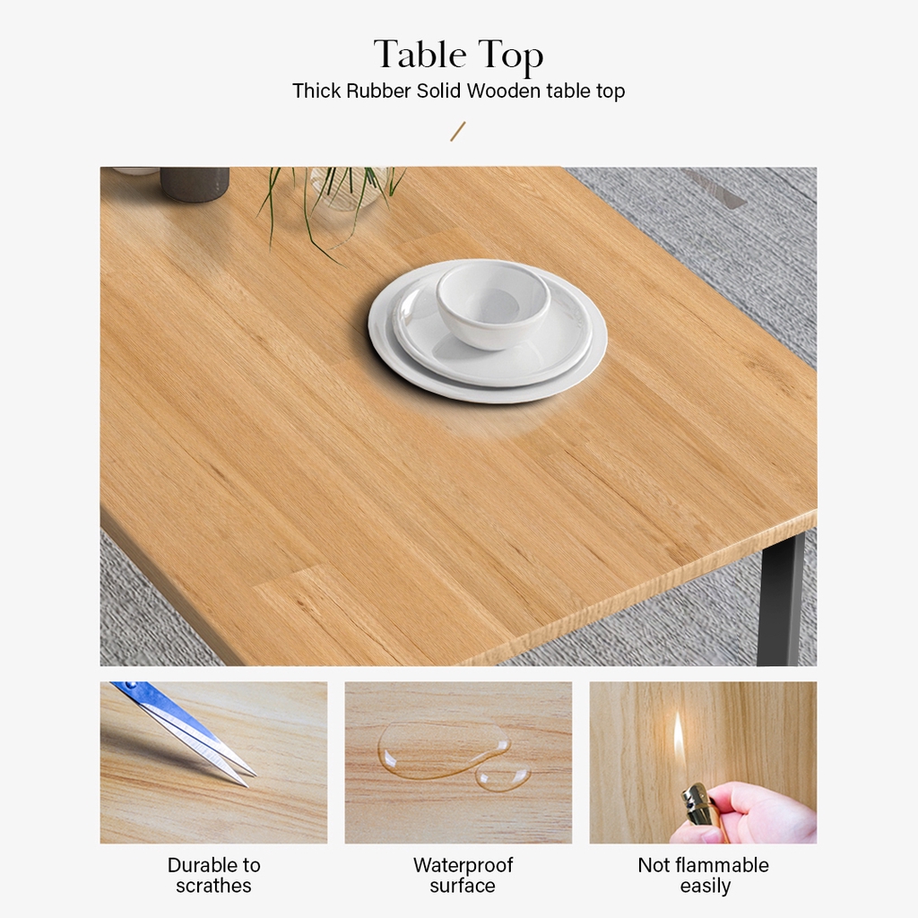 FINSSO: LEIA Solid Rubber Wood Steel Leg Dining Table / Office Table / Meja Makan / 餐桌