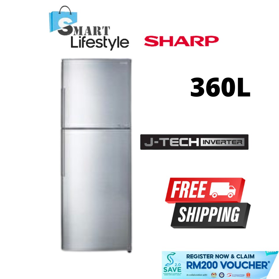 【FREE SHIPPING】 Sharp Jtec Inverter Refrigerator SJ366MSS 360L | Shopee ...