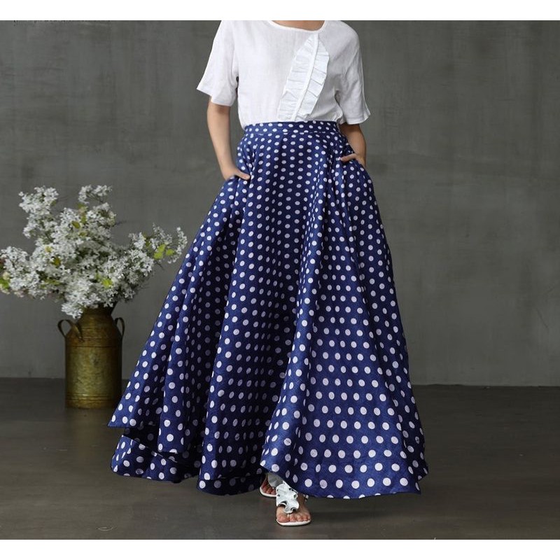 Size S 5xl Skirt Kembang Polkadots Skirt Retro Polkadots Tema 60an Tema 70an Skirt Tema Retro Saloma Pop Yeh Yeh Shopee Malaysia