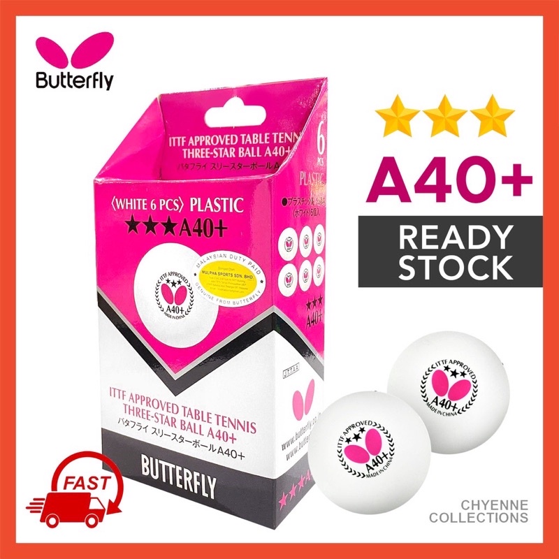 ITTF Approved Butterfly A40+ 3 Star Table Tennis Balls 6 Pack 40mm Poly 3 Star Ping Pong Balls or 12 Pack Official 2018 World Table Tennis Championships Ball White Choose 3 Pack 