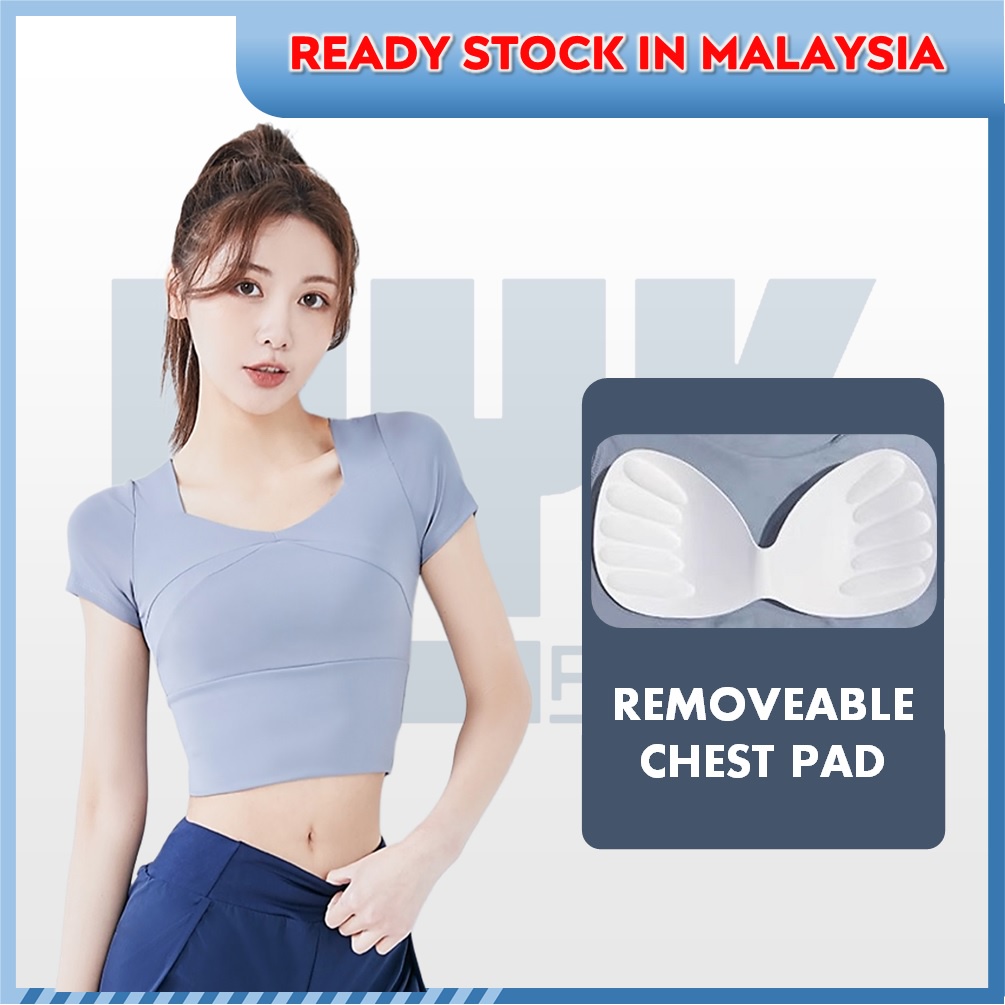 High Quality Women Sports Crop Top with Padded Quick Dry Lady Tight Fit Yoga Top Ladies Workout Running Activewear