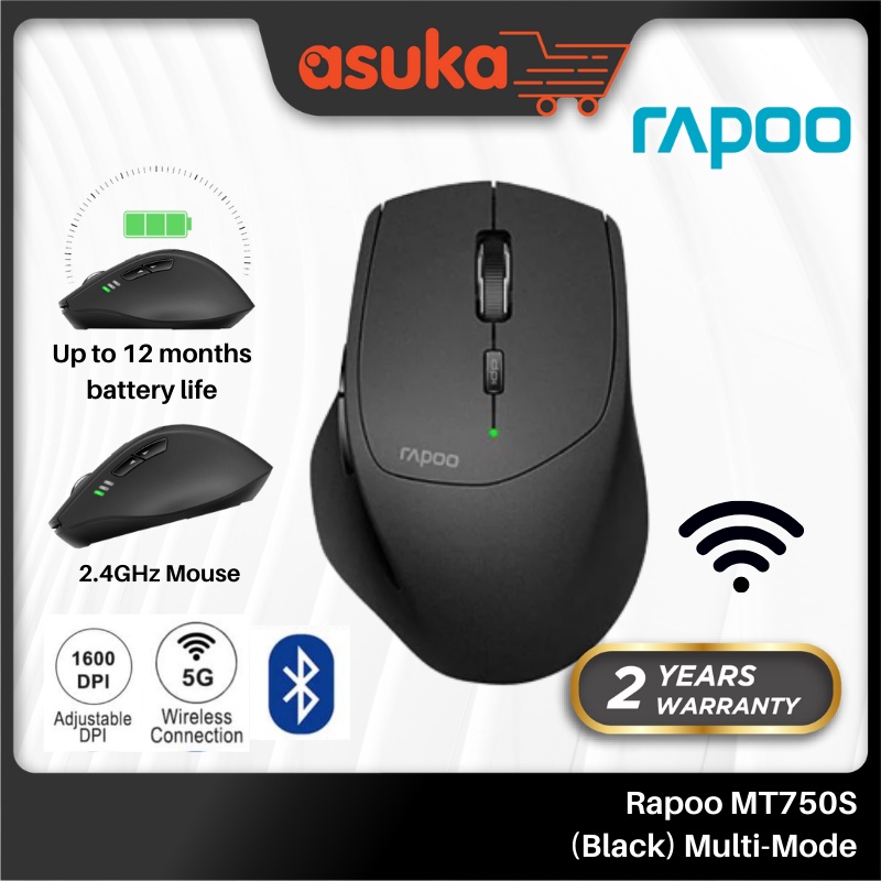 Rapoo MT550 (Black) Multi-Mode Wireless Bluetooth 4.0/ Wireless 2.4GHz Mouse