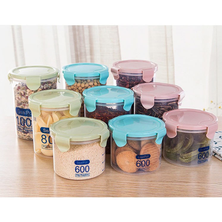 Food Storage Box Bekas Plastik Transparent Bulat Kedap Udara Balang ...