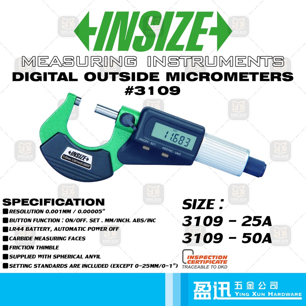 Insize Digital Outside Micrometers 3109 25A / 50A Shopee Malaysia