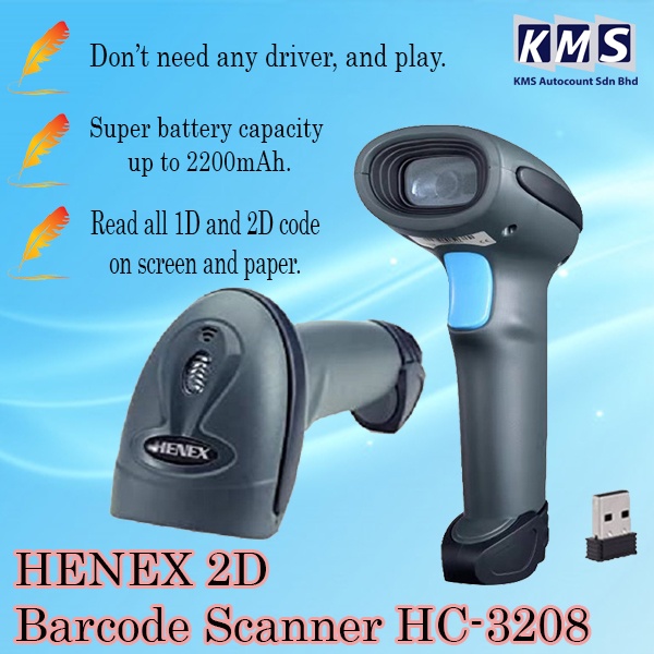 MP 3208 HENEX 2D Wireless Barcode Scanner + STAND Shopee Malaysia