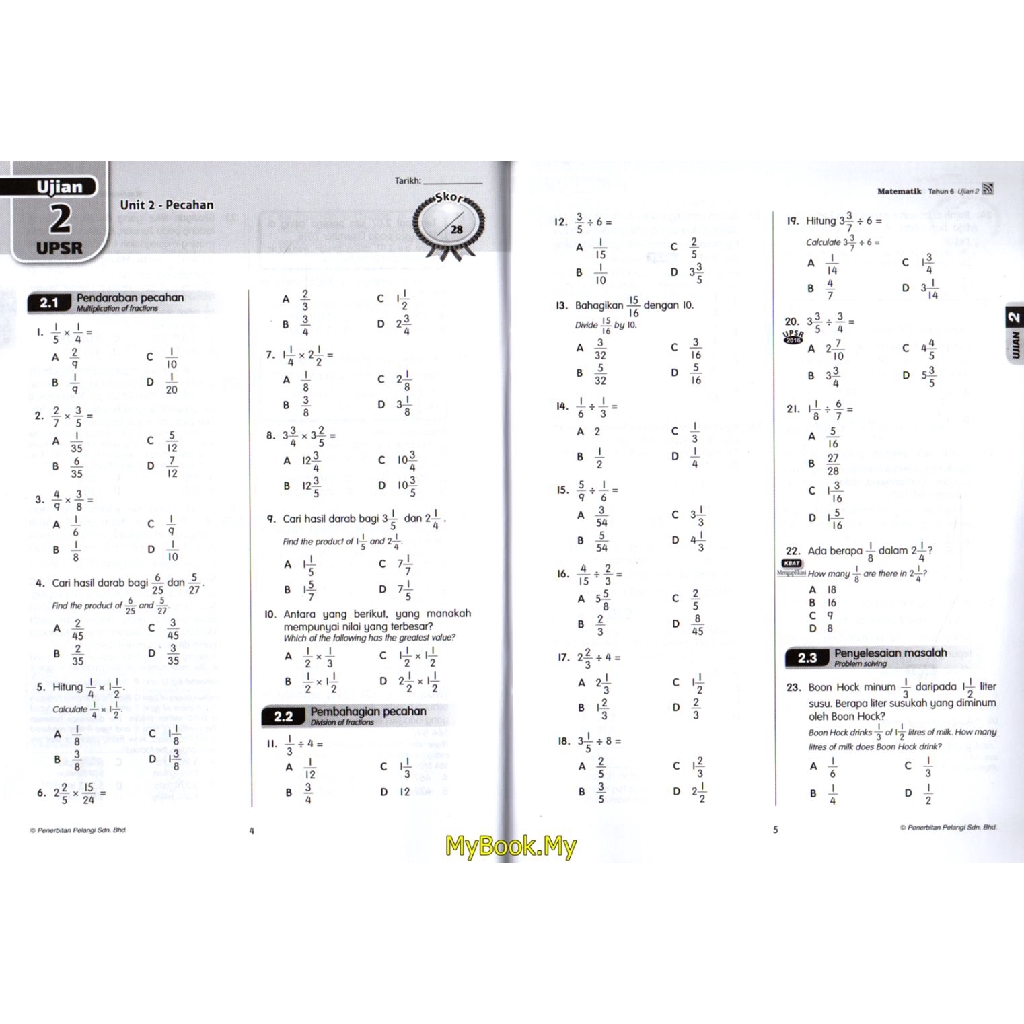 Myb Buku Latihan Get Ready Upsr Kssr Tahun 6 Matematik Mathematics Dwibahasa Kertas 1 Pelangi Shopee Malaysia