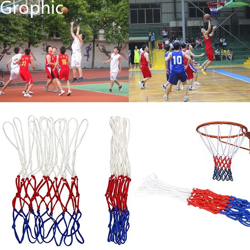 Durable Basketball Net Backboard Nylon Sport Red White Blue Mesh Goal Hoop Net