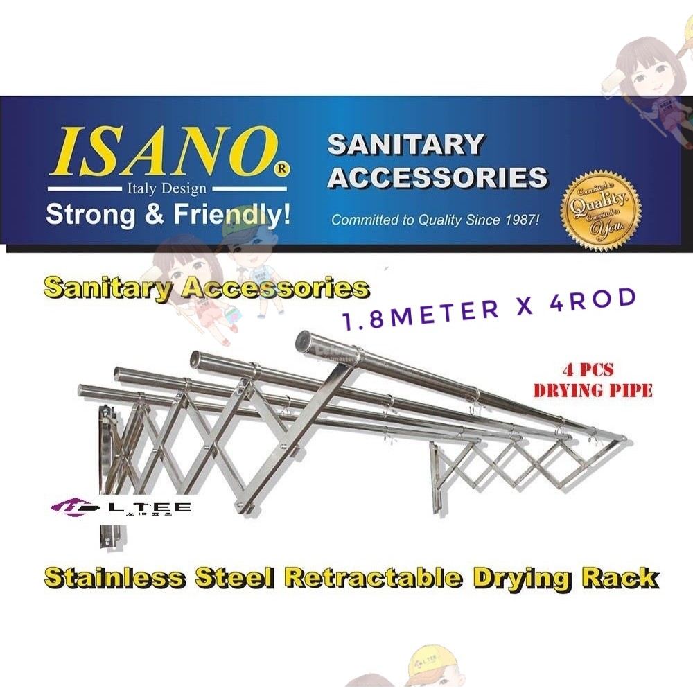 ISANO or VIP 1.8Meter with 4 Rods Solid Stainless Steel Retractable