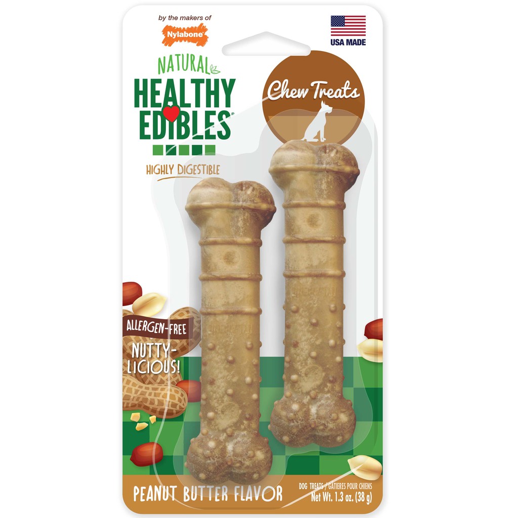 Nylabone Nepb101tpp Healthy Edibles peanut Butter Flavor Twin Pack - Petite/Made in Usa