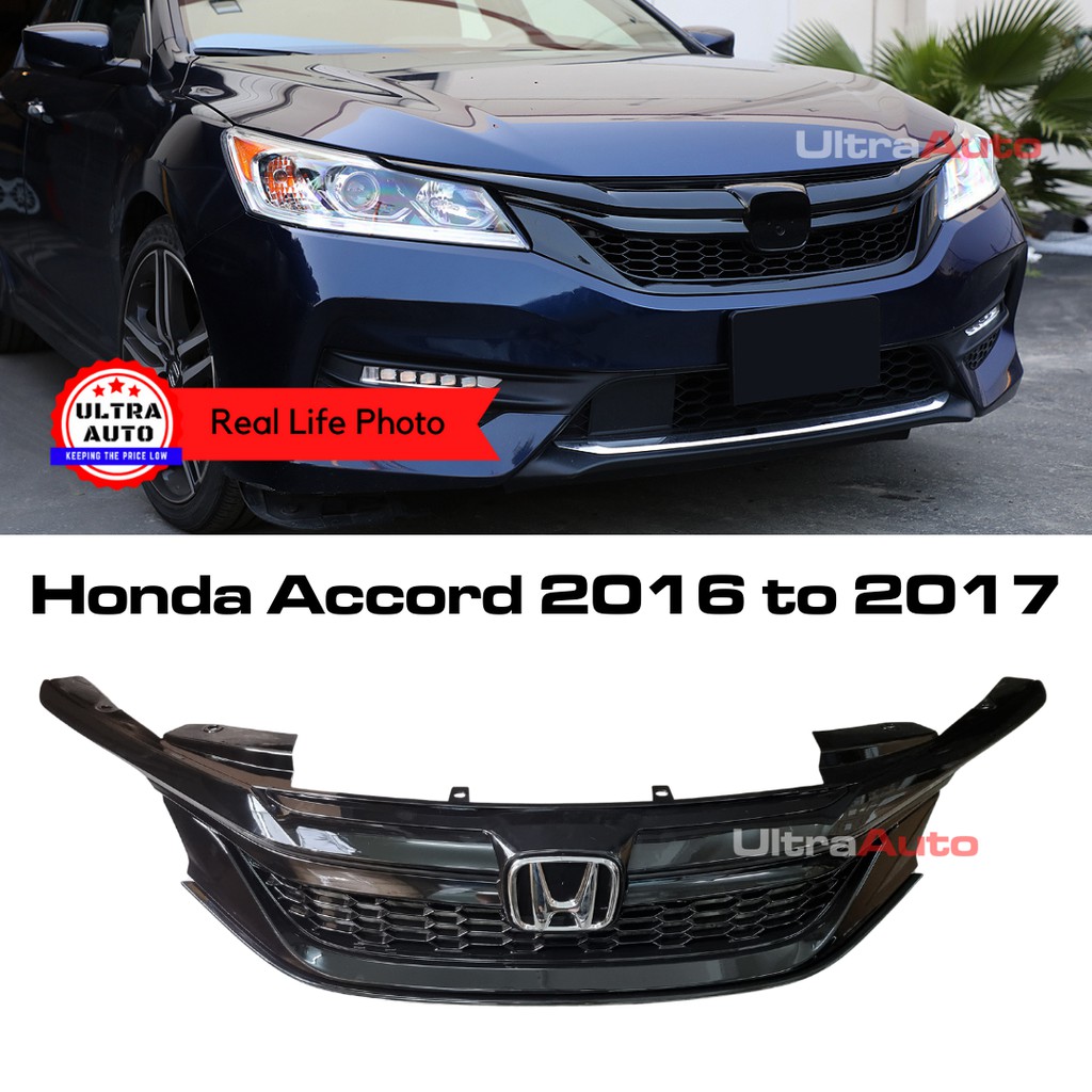 For 2016-2017 9th Generation Honda Accord Sedan Gloss Black Out Sport Style Mesh Front Grille Grill