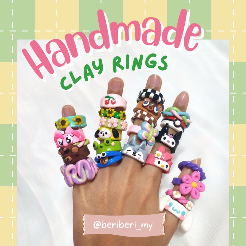 Handmade Custom Characters Clay Rings