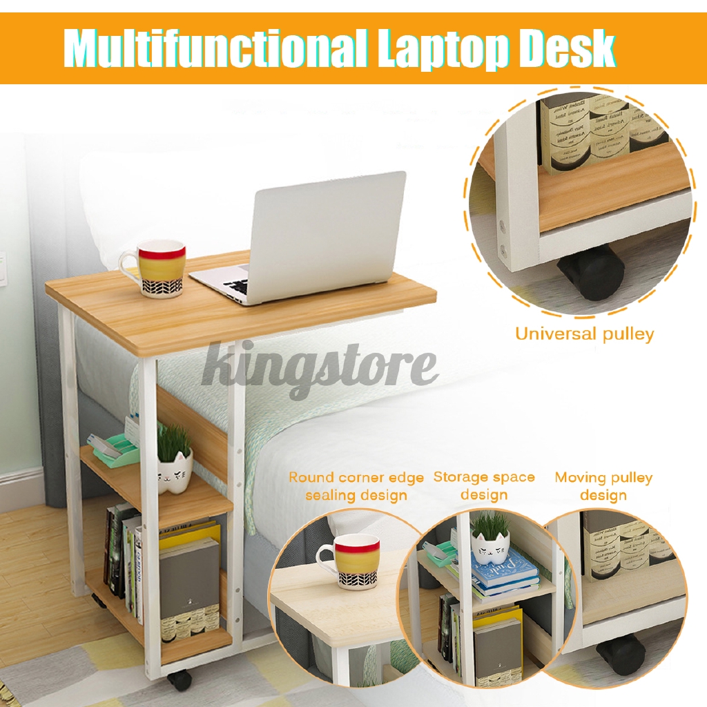 Mobile Rolling Computer Desk Small Space Saver Desk Laptop Pc Printer Table Home Shopee Malaysia