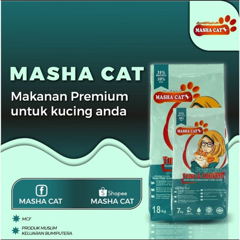 MASHA CAT PREMIUM 1KG REPACK TUNA & CHICKEN WITH VIRGIN COCONUT OIL