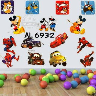 AL6932 MIX CARS MICKEY SPIDERMA WALL STICKERS  WALSTIKER 