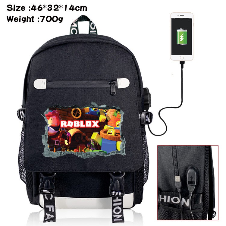 Virtual World Roblox Peripheral Backpack Usb Charging Cartoon Printing Travel Bag School Bag Pen Bag Shoulder Bag Shopee Malaysia - details about hot game roblox usb charging backpack laptop student schoolbag travel book bag