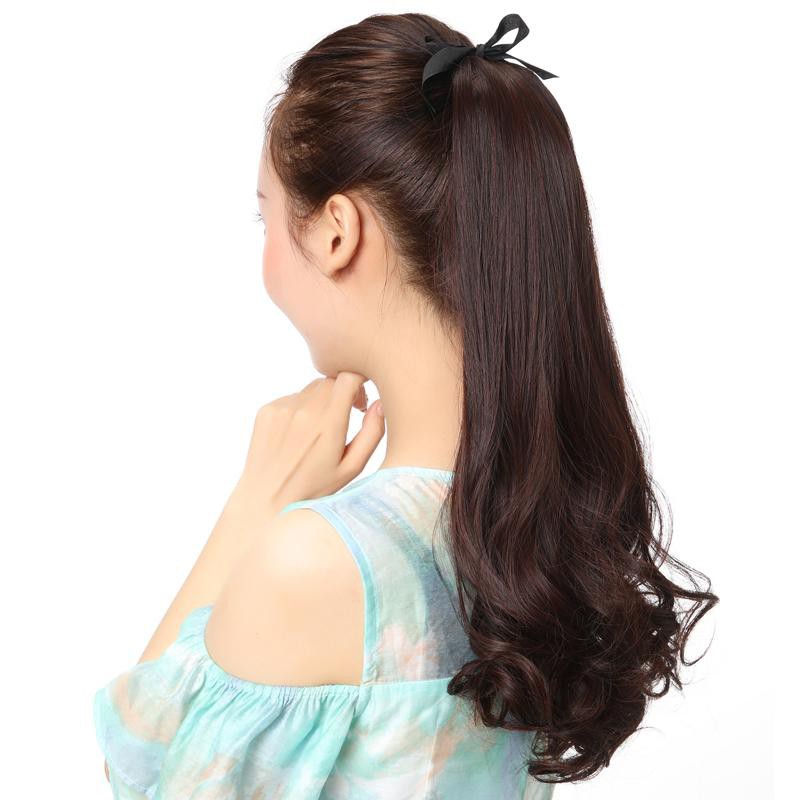 Wig Women Long Curly Hair Ponytail Tied With Large Wavy