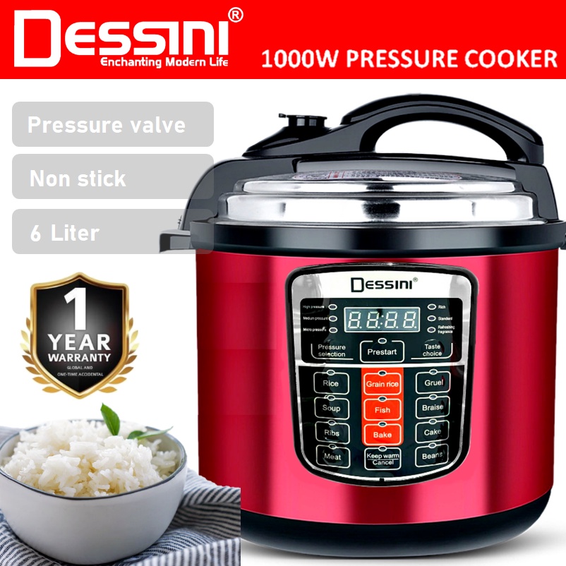 DESSINI 10 IN1 Electric Digital Pressure Cooker Non-stick Stainless Steel Inner Pot Steamer Periuk Tekanan 10 Butang 6L