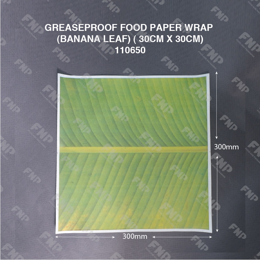 GREASEPROOF FOOD PAPER WRAP ( BANANA LEAF) ( 30CM X 30CM)(CM) Shopee