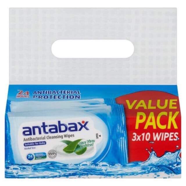 Antabax Antibacterial Cleansing Wipes (10s x 3) Value Pack Shopee