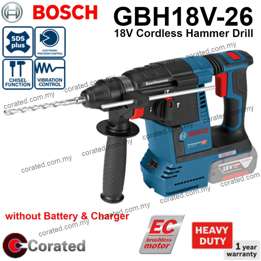 Bosch Gbh18v 26 3 Mode Sds Plus Cordless Rotary Hammer 2pc 4ah