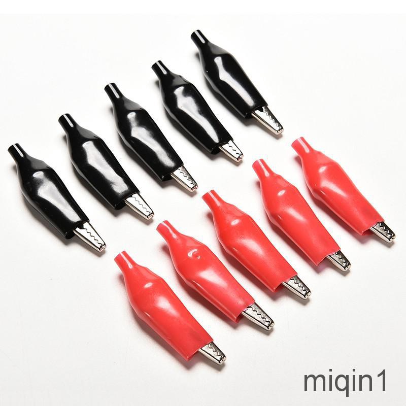 [MQ1my] 10pcs/5pairs 44mm Alligator Clip Clamp test Testing Probe Black+Red large size