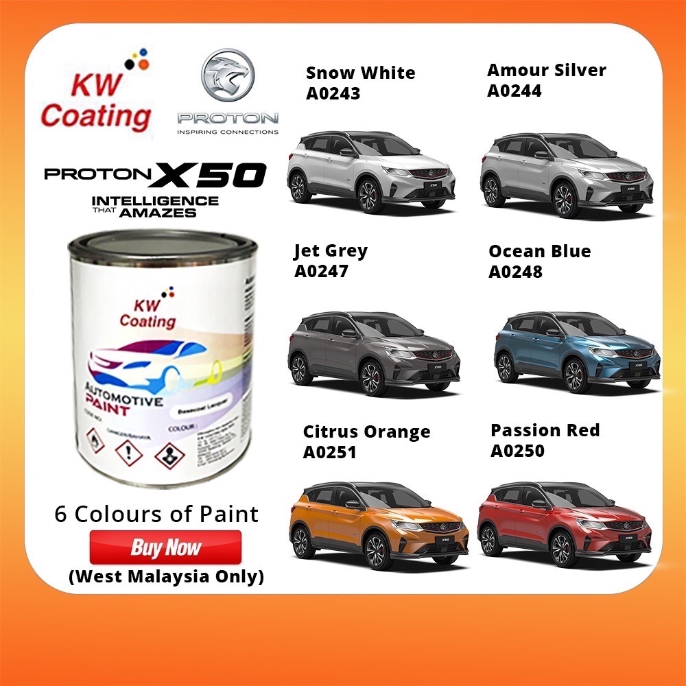 KW 2k Car Paint Proton X50 Colour Cat Kereta 2k Proton All Colour 1Lt