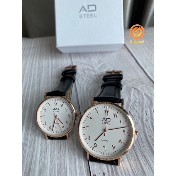 Readystock Original ADSteel ADTF3070 Jam Tawaf Tulisan Arab Jawi Anticlockwise Leather Analog Couple Set Watch