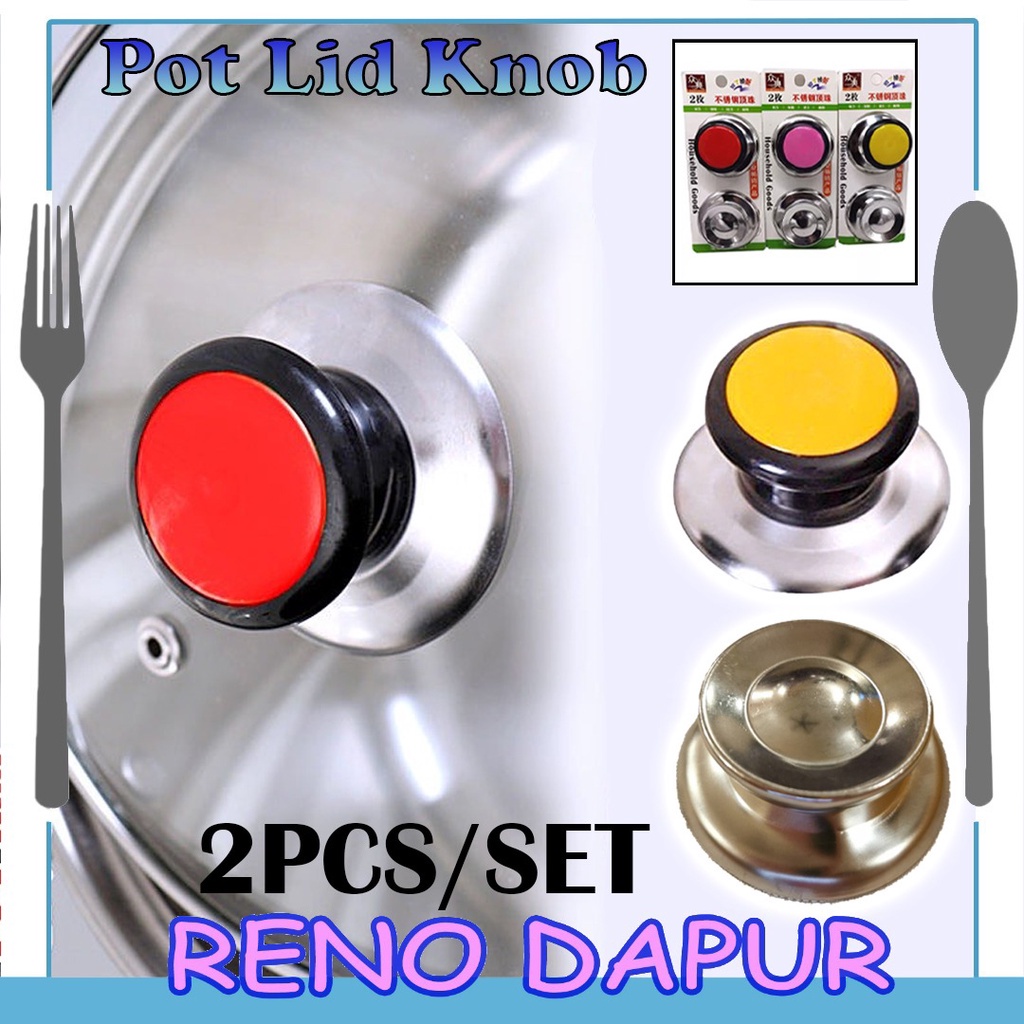 Pot Lid Cover Knob Handle 2Pc Set Stainless Steel Cookware Replacement