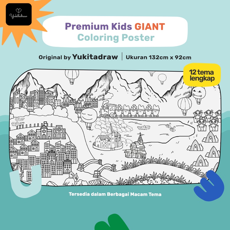 Yukitadraw Premium Kids GIANT Coloring Poster JUMBO 132cm x 92cm