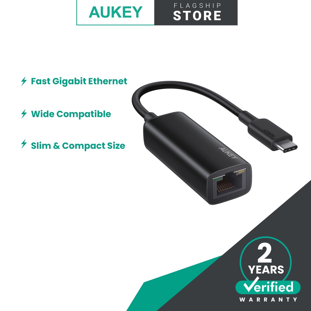 AUKEY CB-A30 10/100/1000 Mbps USB C to Ethernet Adapter