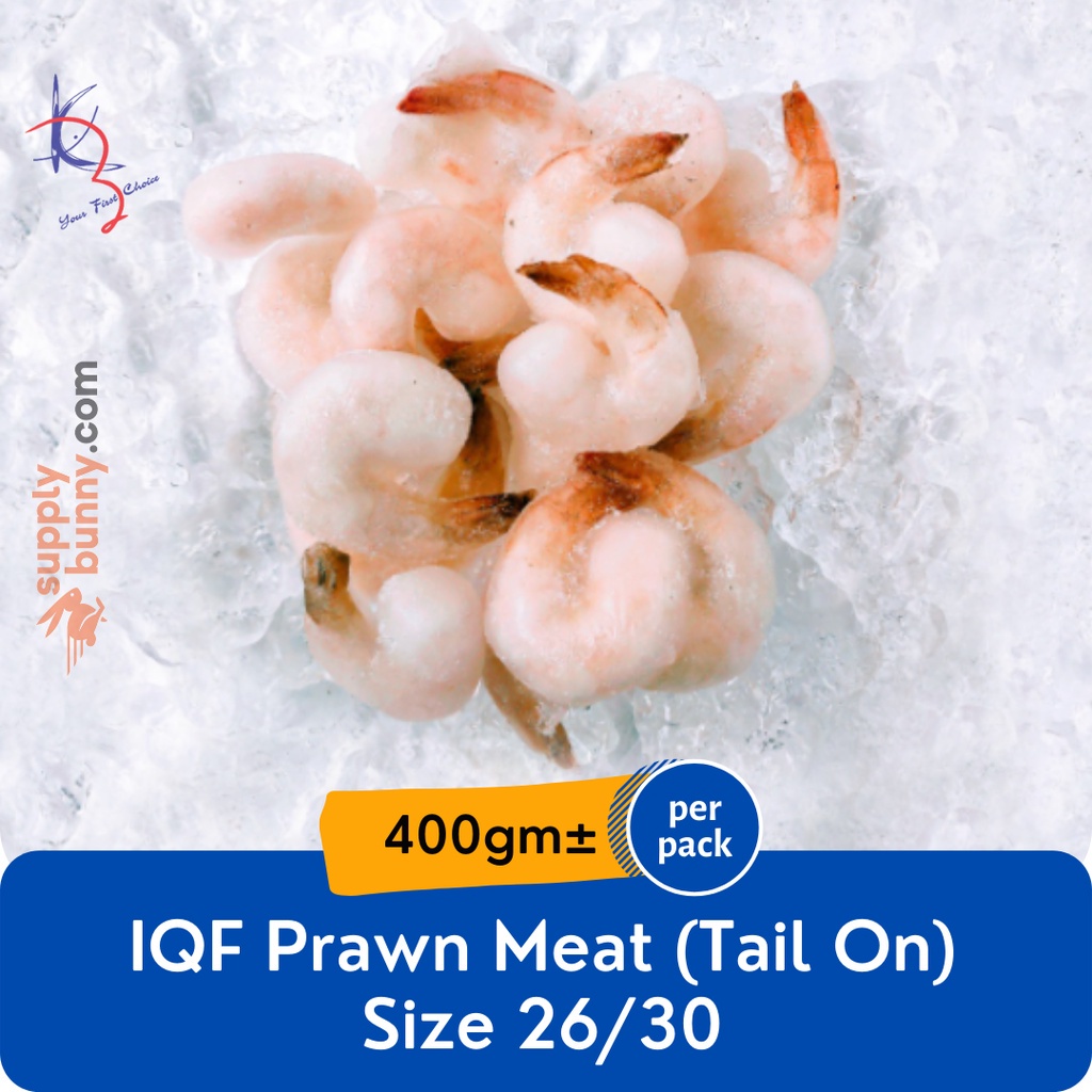 IQF Prawn Meat (Tail On) 26/30 400g (sold per pack) 虾仁 / 虾球 Isi Udang - Kaizer Frozen Seafood