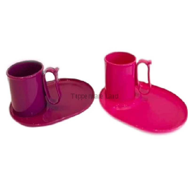 Tupperware Tea 4 Two Set Plate(1) & Mug(1) Purple/Pink