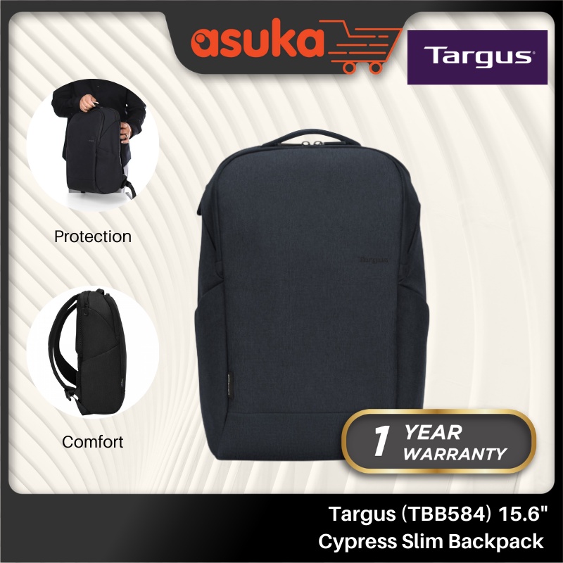 [EcoSmart & Quick-Stash Pocket] Targus (TBB584) 15.6" Cypress Slim Backpack with EcoSmart (Black)