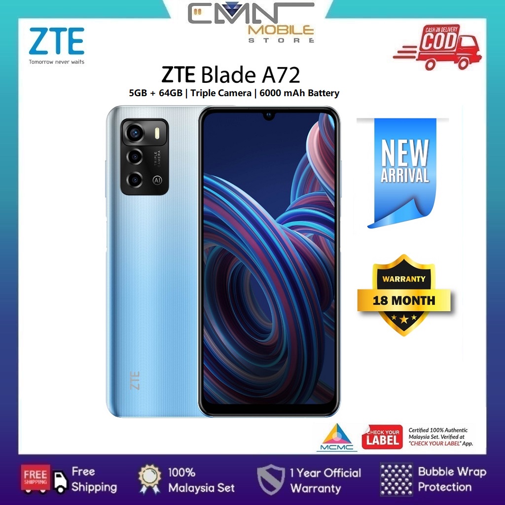 ZTE Blade A72 3GB 2GB Fusion RAM 64GB Shopee Malaysia