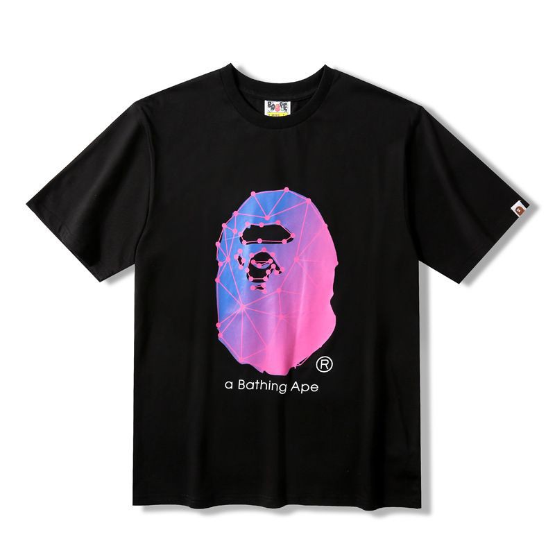 BAPE T-shirt Great ape head rainbow gradient logog round neck short-sleeved T-shirt