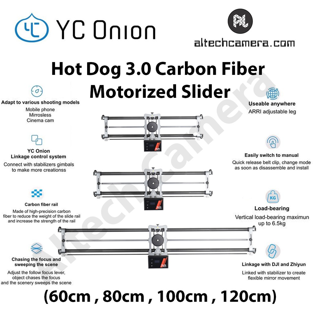 YC Onion Hot Dog 3.0 Carbon Fiber Motorized Slider (60CM / 80CM / 100CM