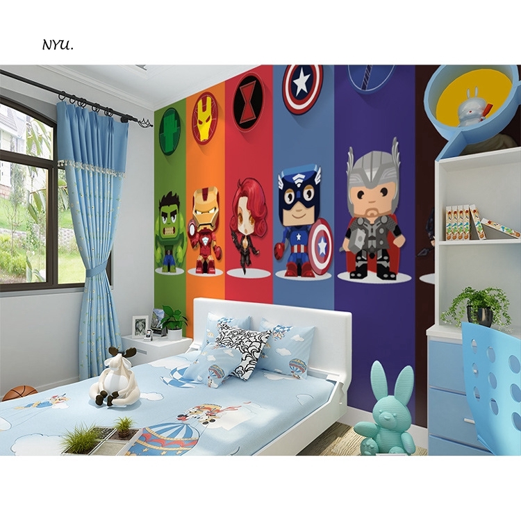 Marvel Hero Environmental Protection Wallpaper Children S Room Bedroom Wall Non Woven Wall Stickers