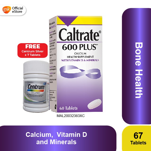 Caltrate 600 Plus Calcium Dietary Supplement For Bone Health With Vitamin D Minerals 1 X 60 S Foc Centrum Silver 7 S Shopee Malaysia