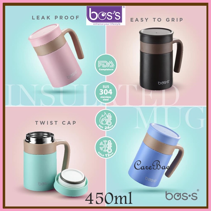 BOSS BOS'S Stainless Steel Insulated Travel Mug 450ml