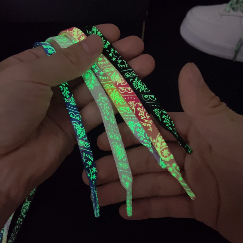 New Luminous Shoelaces for Sneakers Flat Splash-ink Shoe Laces Fluorescent Glowing Running Boot Shoelace Cool Shoestrings 1 Pair