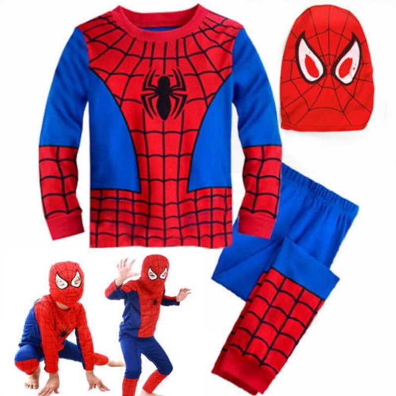 Spiderman Batman Kids Boys T-Shirt Hero Kostum Halloween Party Cosplay Costume Clothing Set