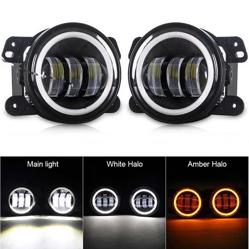 [READY STOCK] 4 Inch LED Fog Lights 60W Amber Yellow CREE Led Chips Offroad Driving Fog Lights Drl For Car Motorcycle