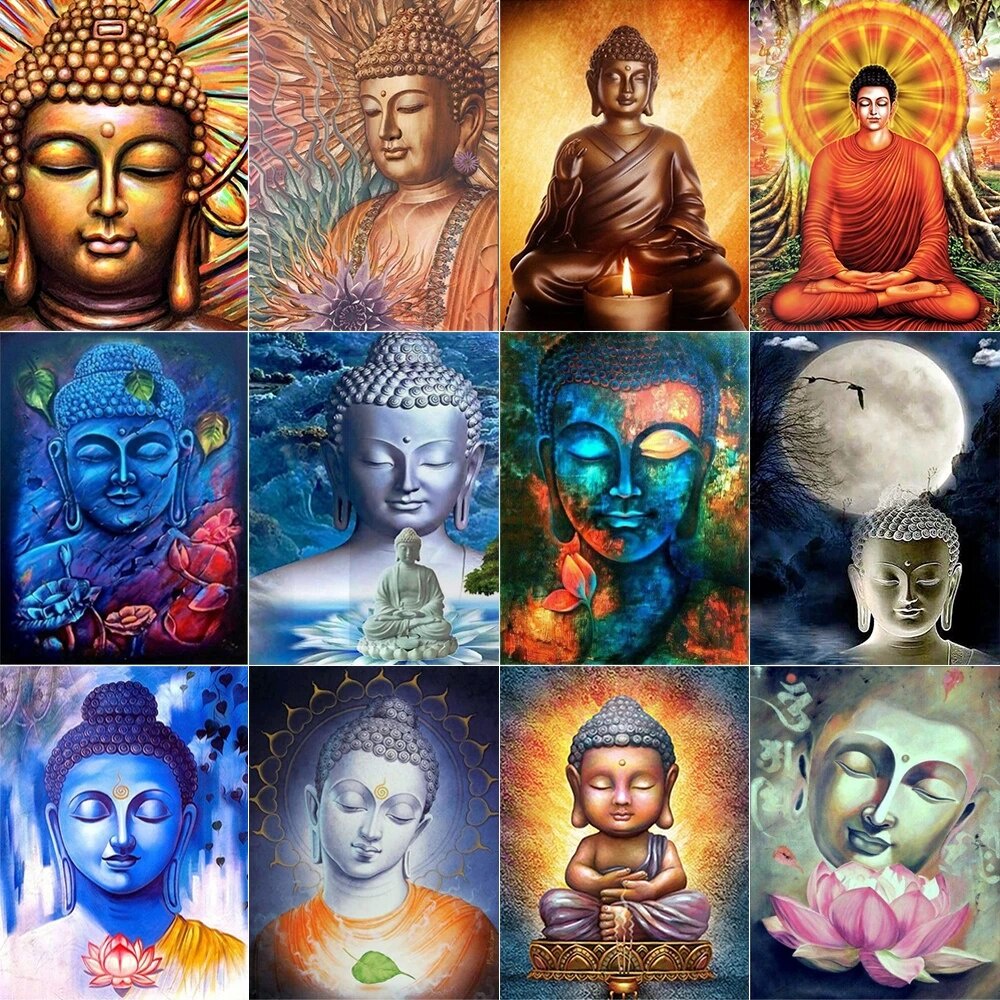 New Product 5D Diamond Painting Religious Buddha Painting Full Round Diamond Inlaid Embroidery Mosaic Painting DIY Art Set