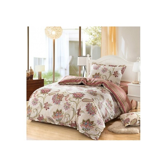 Printed Bedsheet Pillowcase Comforter Duvet Cover Cotton Retro
