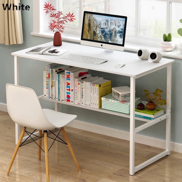 Computer Table Student Study Desk Bedroom Modern Double Layer