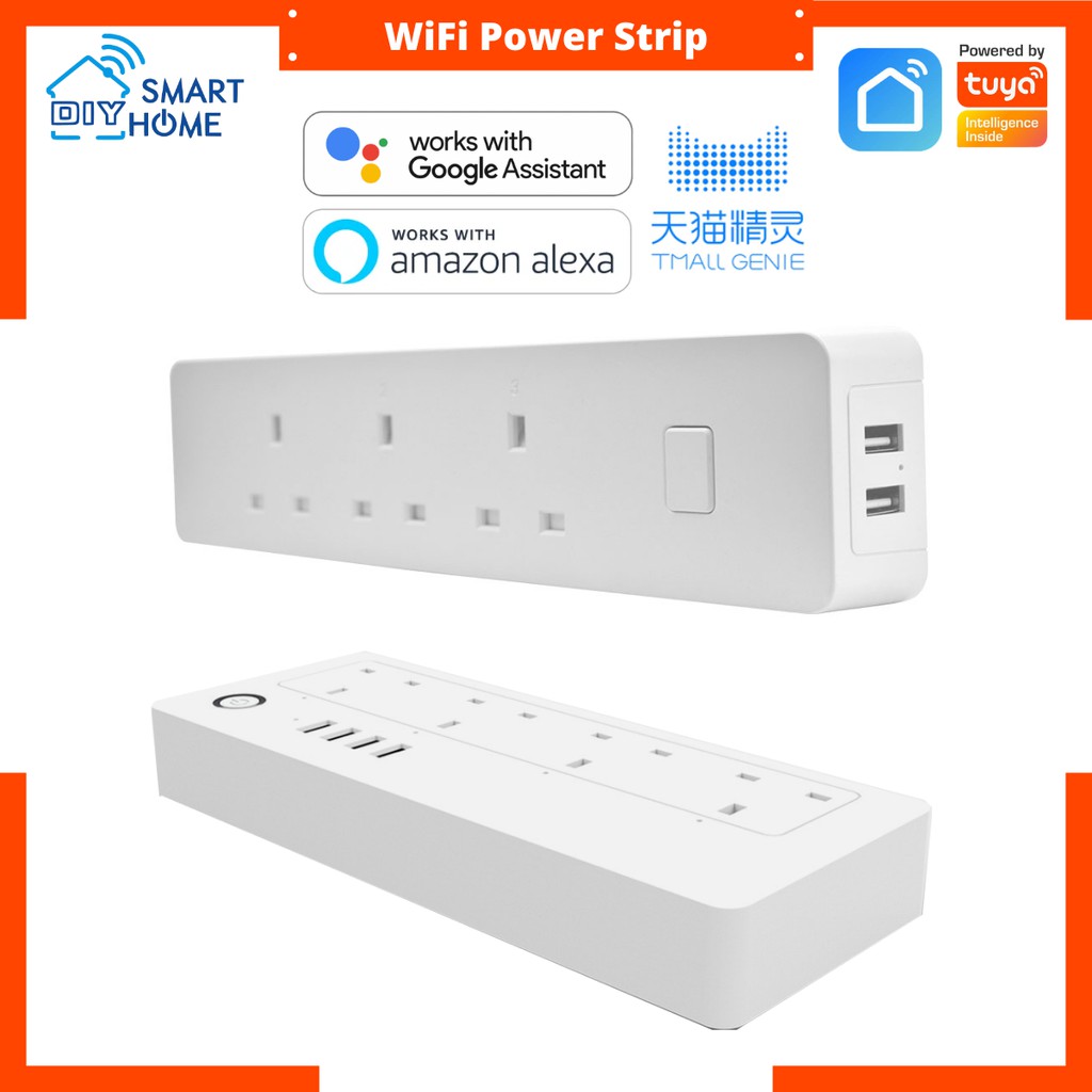 Tuya Wifi UK Power Strip Smart Home Extension Works with ...